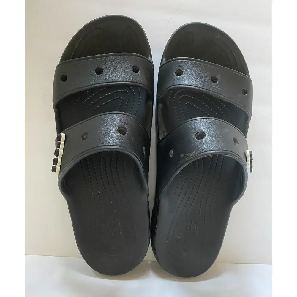 EUC Mens Crocs Size 11M Rubber Double Strap Logo
